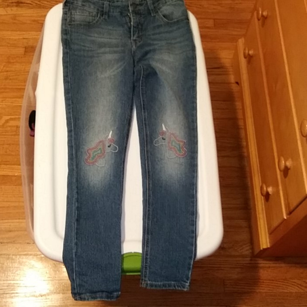 Girls super skinny jeans with unicorns